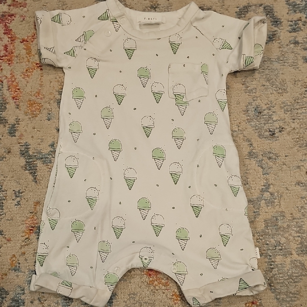 Petit Lem White and Green Ice Cream Bodysuit